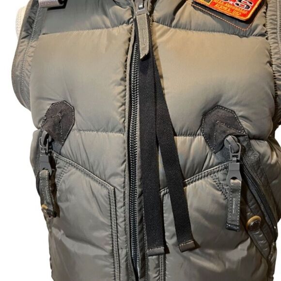 Parajumpers Rare Italian Import Down Vest Hooded Zip Patches Women's Size Small - Picture 5 of 16